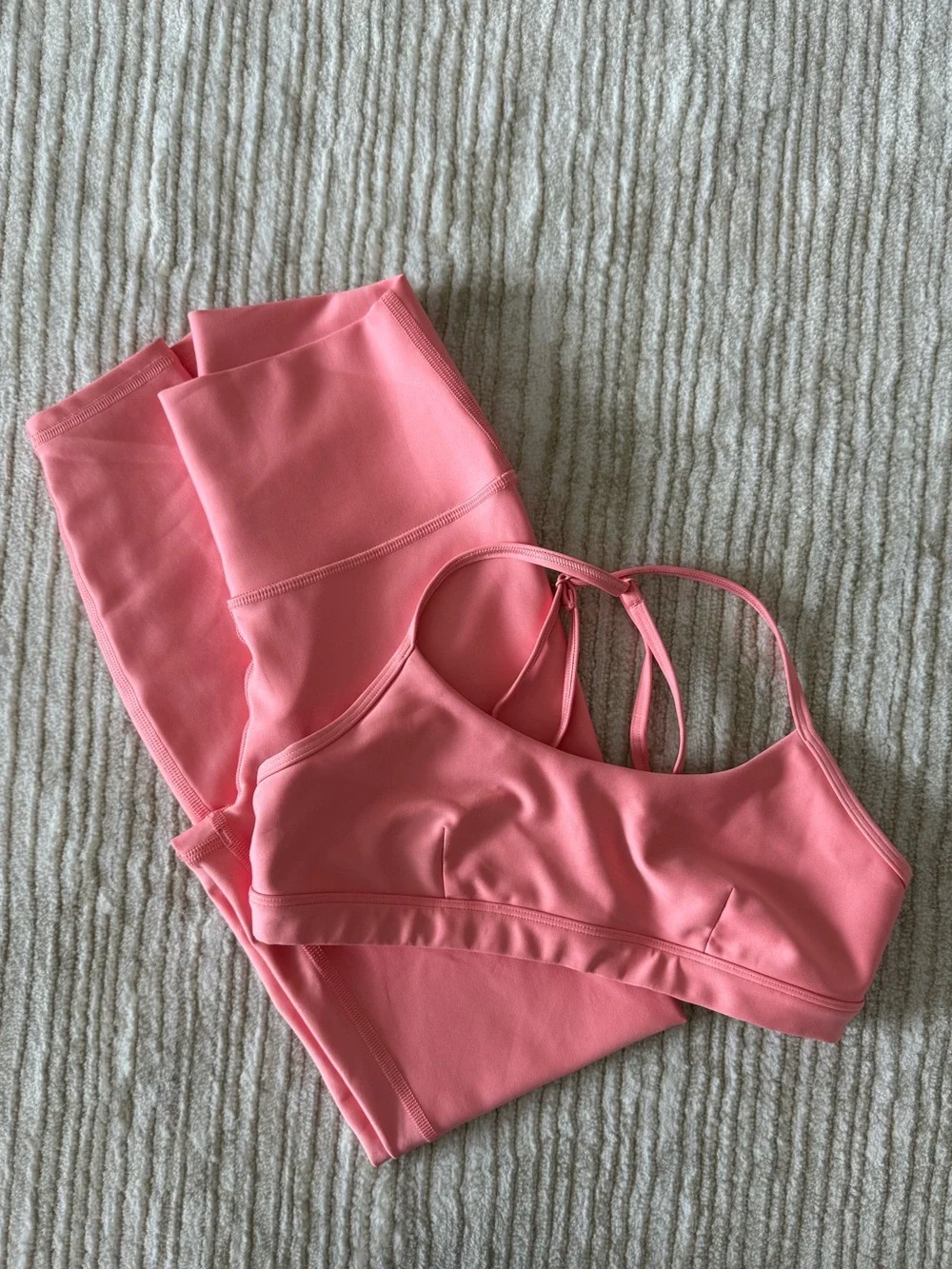 ALO Coral Pink Activewear Set - Sports Bra & Leggings